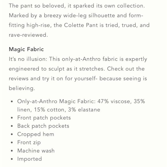 NWT Size 20W -The Colette Magic Fabric Crop Wide-Leg Pants by Maeve (NWT US$120) - Picture 16 of 16